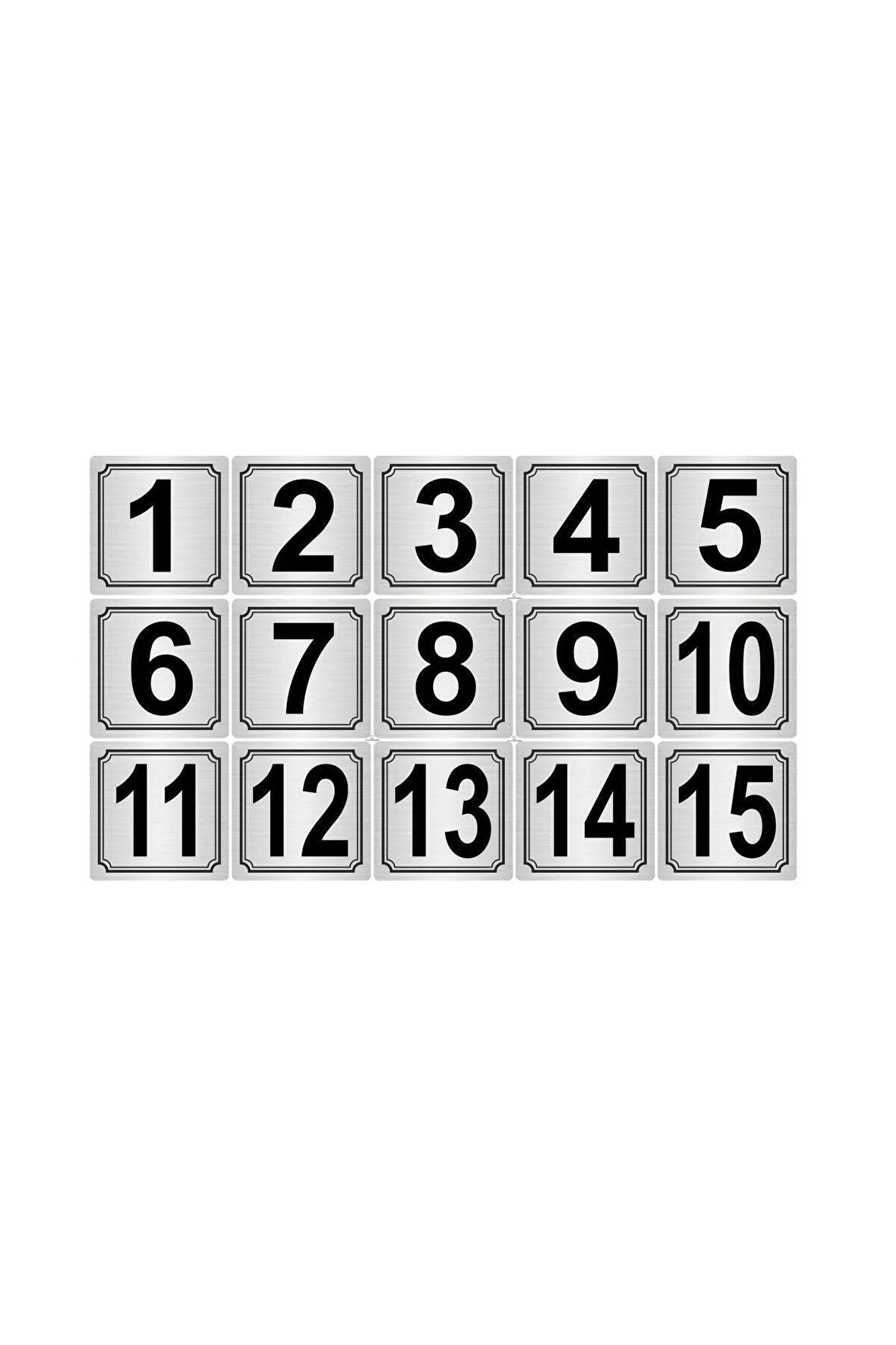 Metal Kapı,masa,dolap Numarası 15cmx15cm 15 Adet (1..15) Gümüş Renk Metal