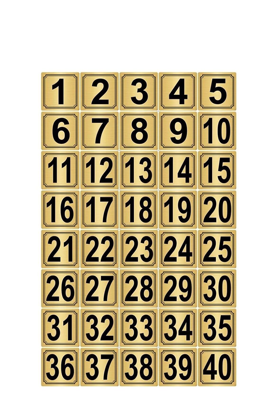 Metal Kapı Masa Dolap Numarası 7 cm 7 cm 40 Adet 1.40 Altın Renk Metal