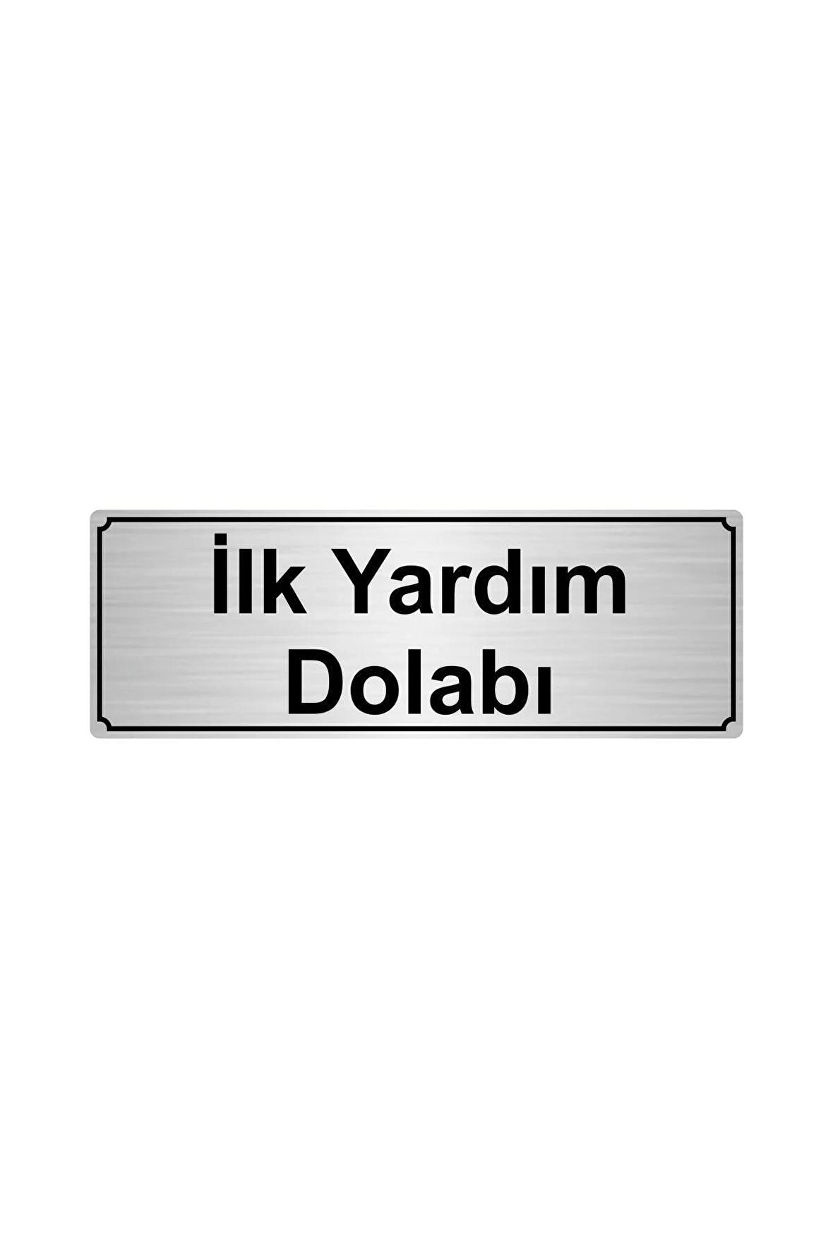 Gümüş Renk Metal İlk Yardım Dolabı Yönlendirme Levhası 10 x 20 cm