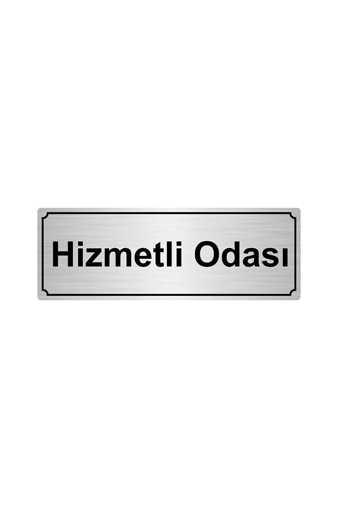 Gümüş Metal Hizmetli Odası Yönlendirme Levhası 7x20 cm