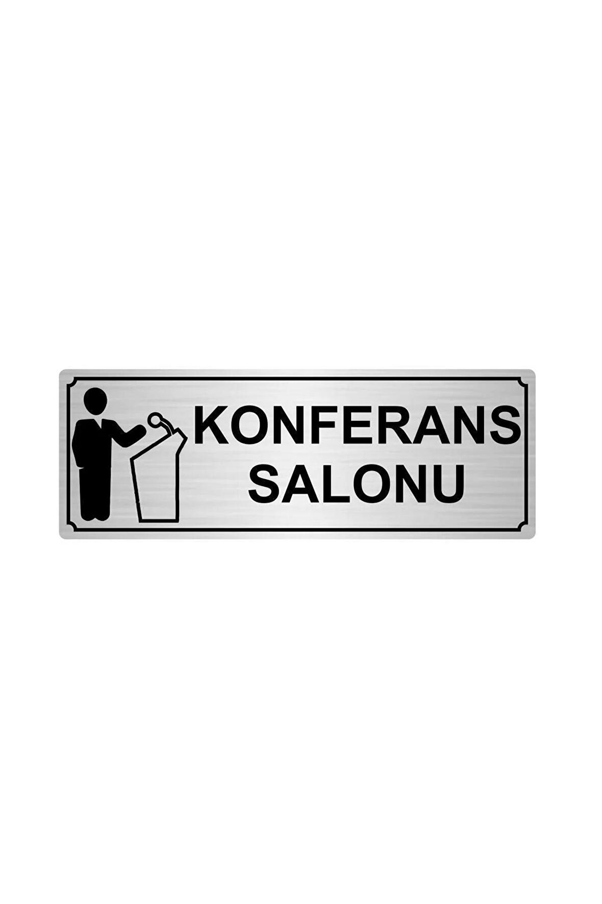 Gümüş Renk Metal Konferans Salonu Yönlendirme Levhası 10cmx20cm