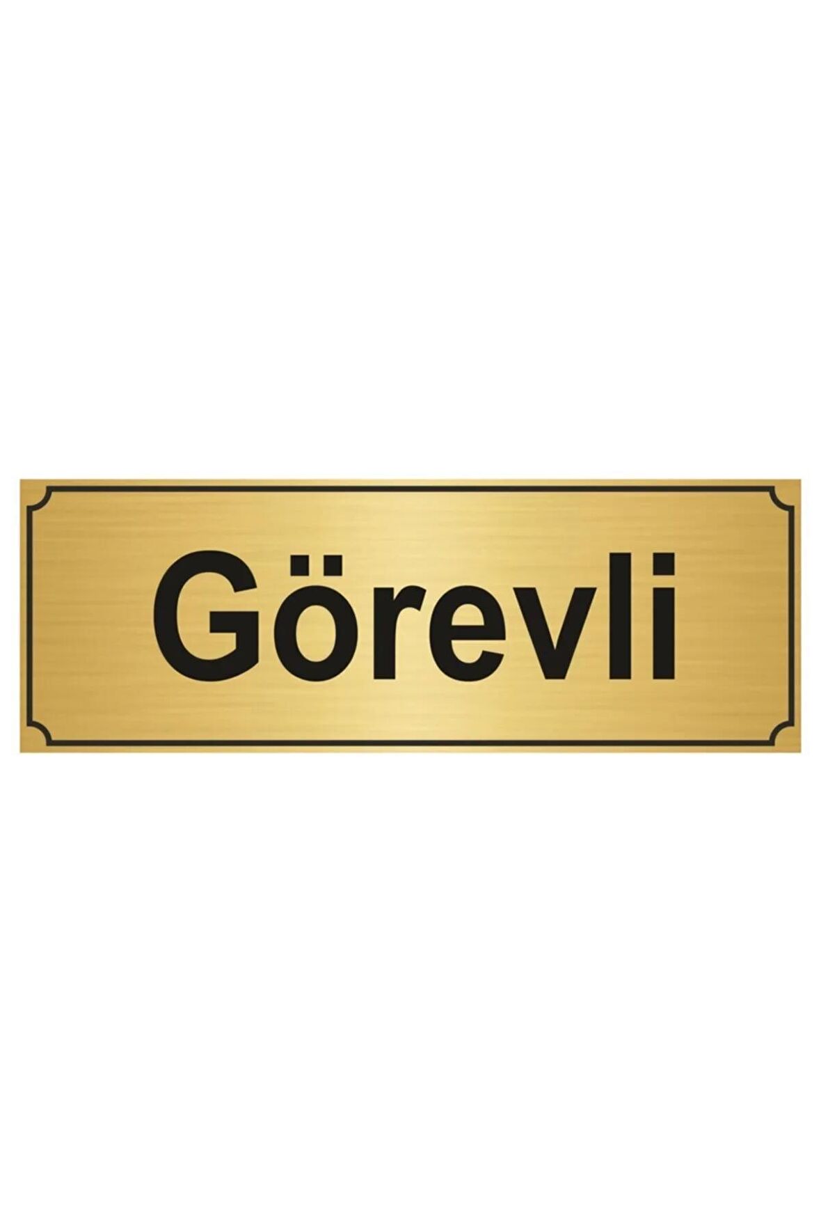 Görevli Yönlendirme Levhası 10cmx20cm Altın Renk Metal