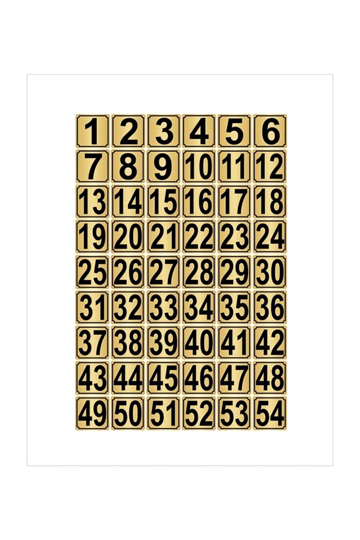 Metal Kapı,masa,dolap Numarası 5cmx5cm 54 Adet (1…54) Altın Renk Metal
