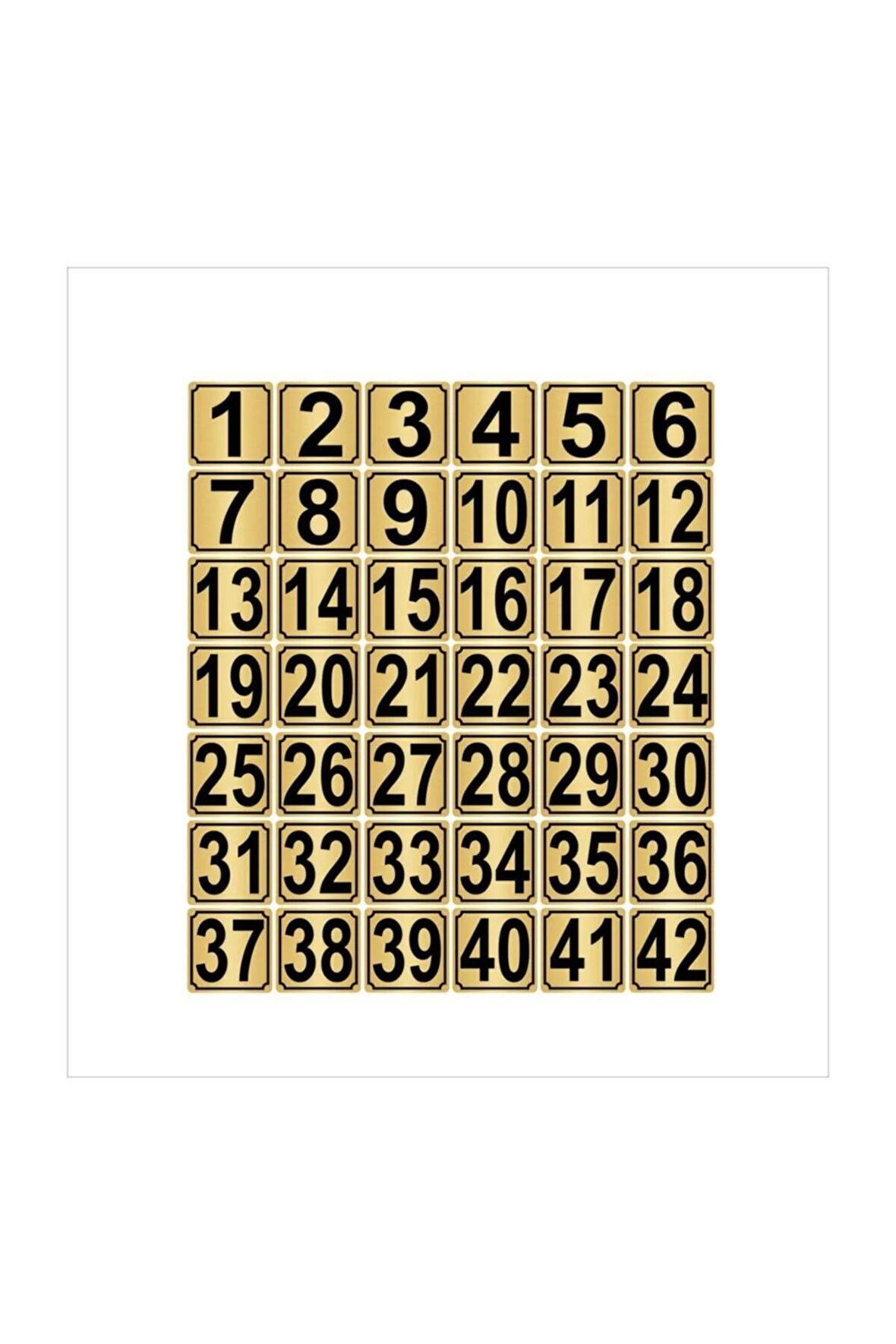 Metal Kapı,masa,dolap Numarası 3,5cmx3,5cm 42 Adet (1…42) Altın Renk Metal