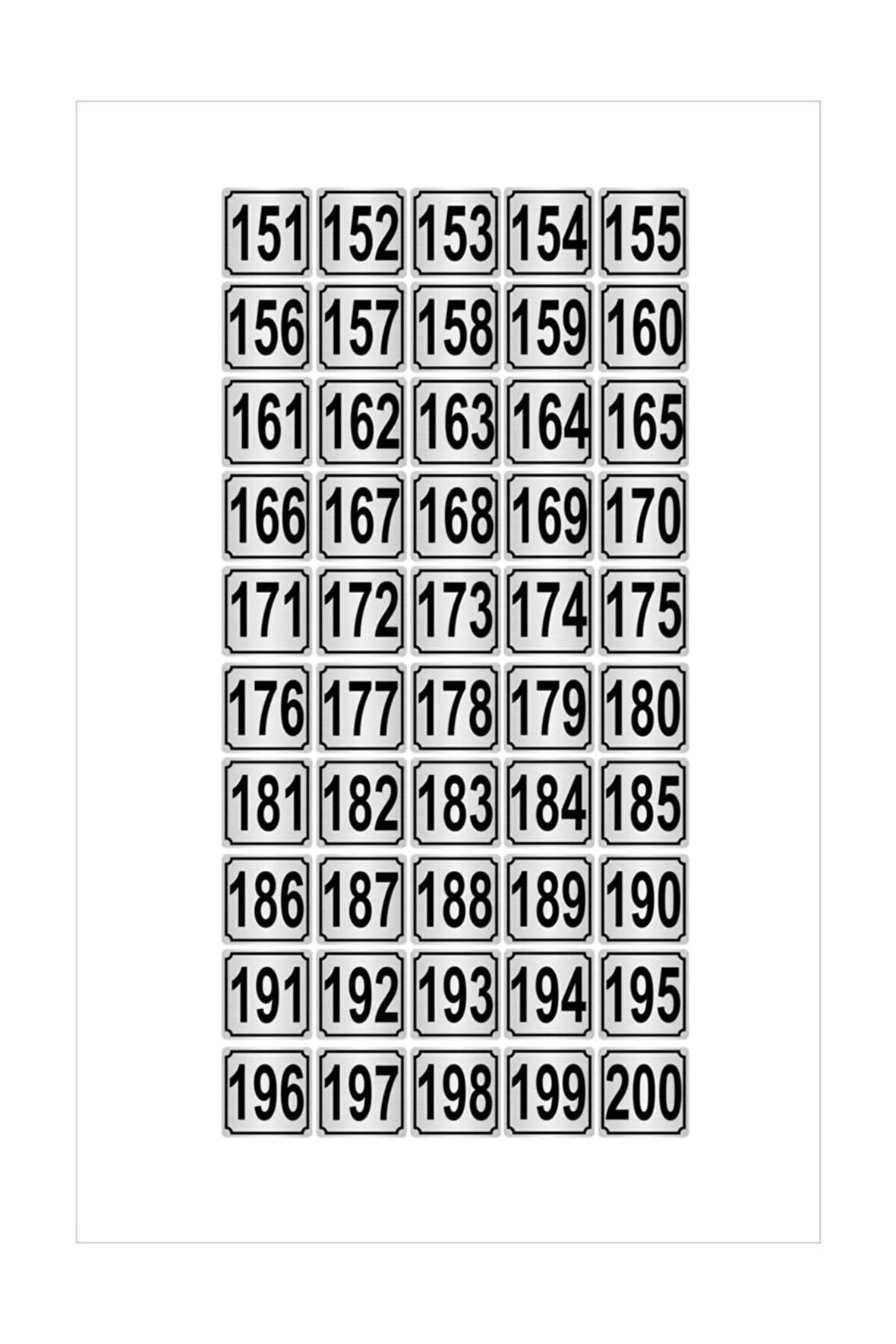 Metal Kapı,masa,dolap Numarası 5cmx5cm 50 adet (151…200) Gümüş Renk Metal