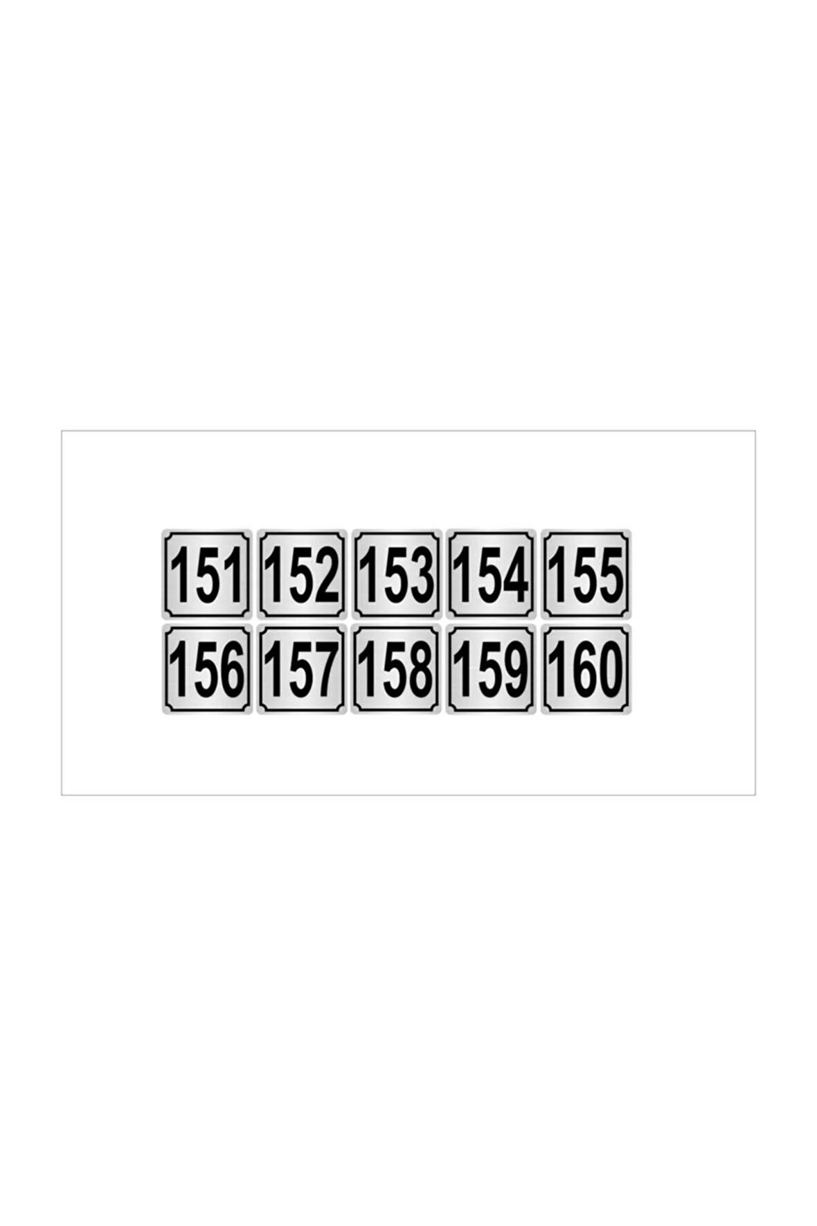 Metal Kapı,masa,dolap Numarası 3,5cmx3,5cm 10 Adet (151…160) Gümüş Renk Metal