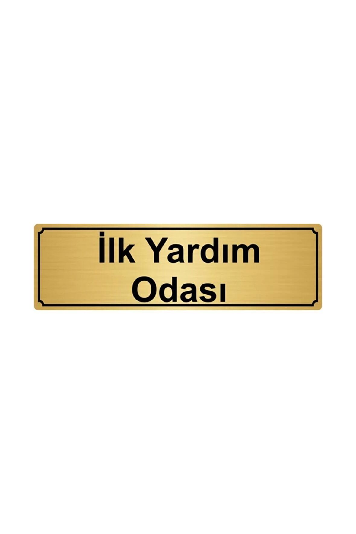 Ilk Yardım Odası Yönlendirme Levhası 7cmx20cm Altın Renk Metal