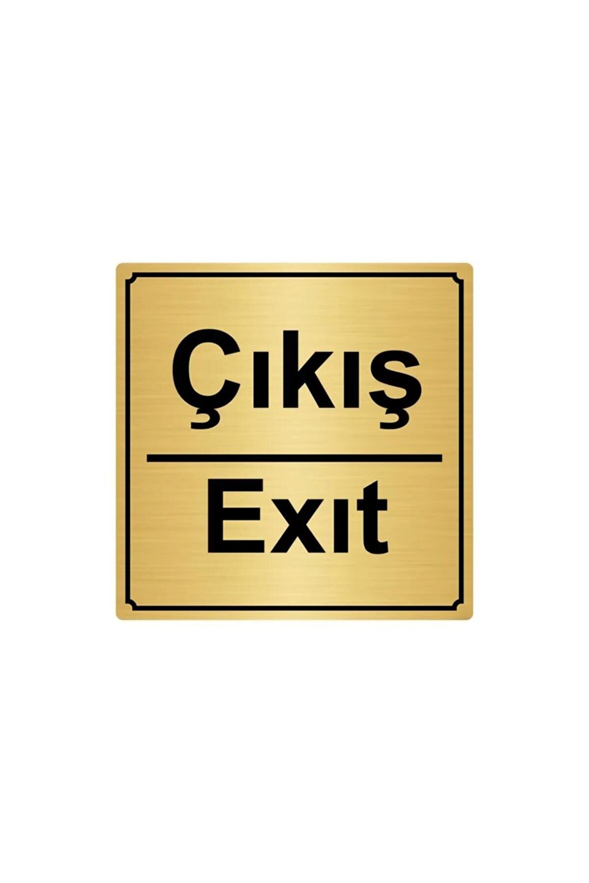 Çıkış/exıt 15cmx15cm Metal Yönlendirme Levhası Altın Renk Metal
