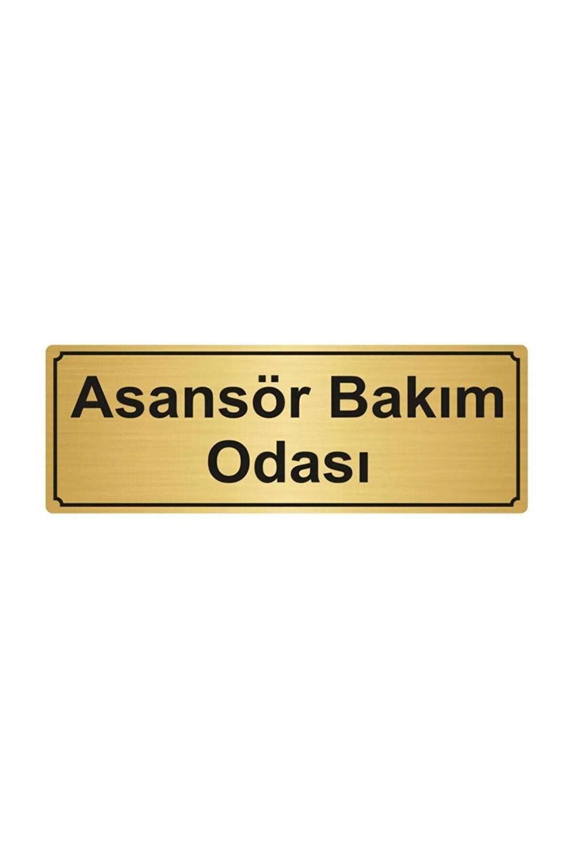 Asansör Bakım Odası Yönlendirme Levhası 10 cmx20 cm Altın Renk Metal