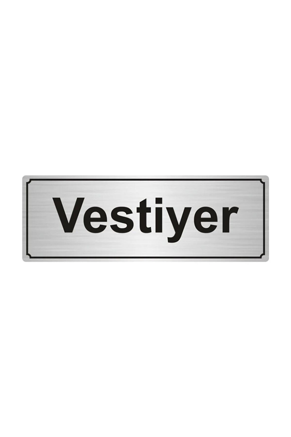 Vestiyer Yönlendirme Levhası  Gümüş Renk Metal 5cmx20cm