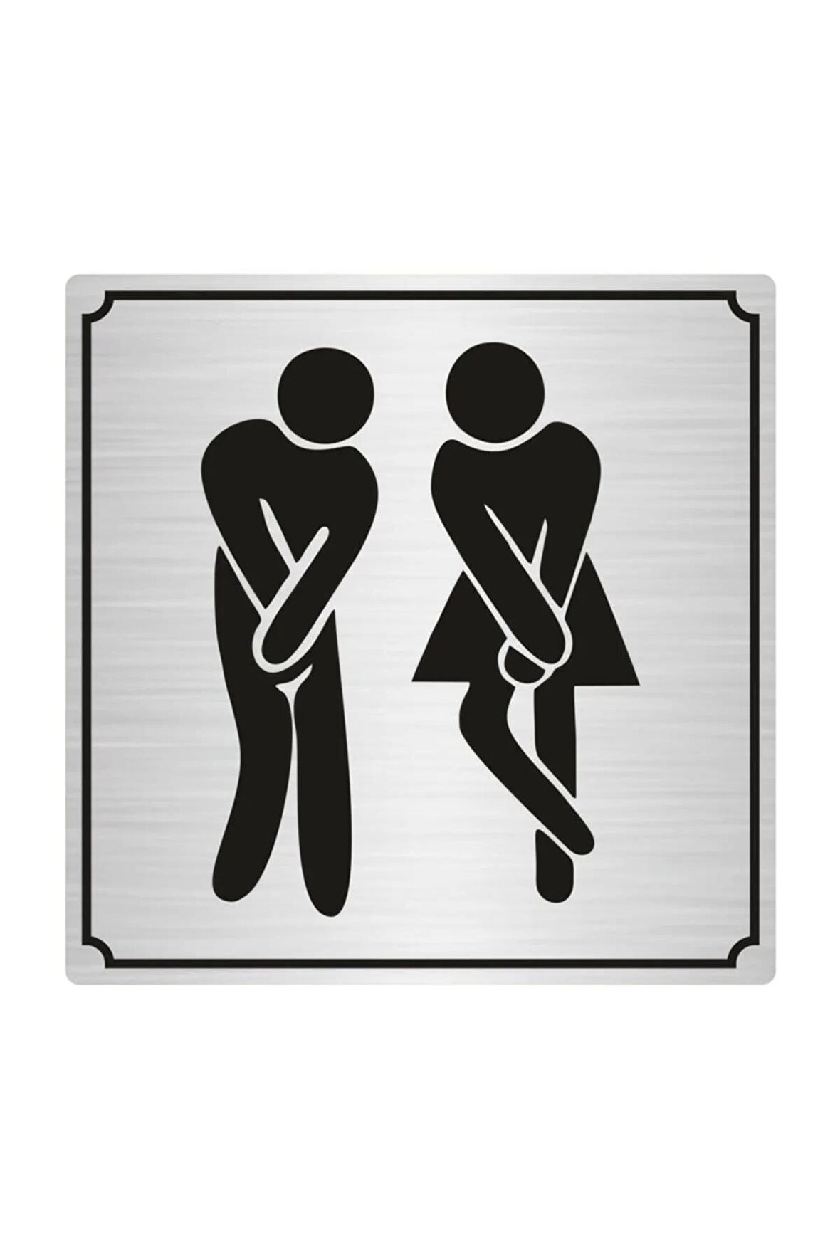 Wc Bay Bayan Yönlendirme Levhası 15 X 15 cm Yapışkanlı Gümüş Renk