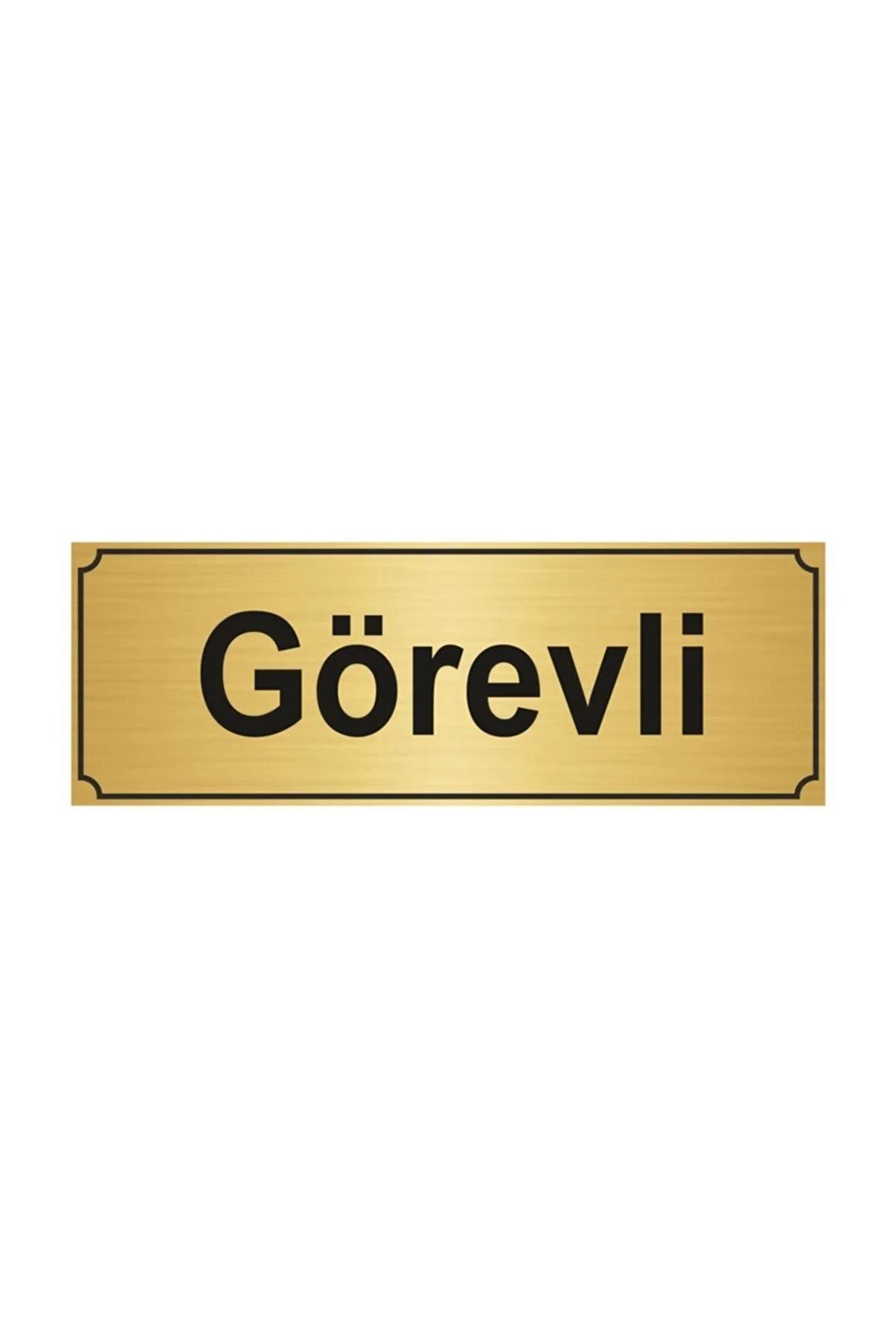 Görevli Yönlendirme Levhası 7 cm x 20 cm Altın Renk Metal