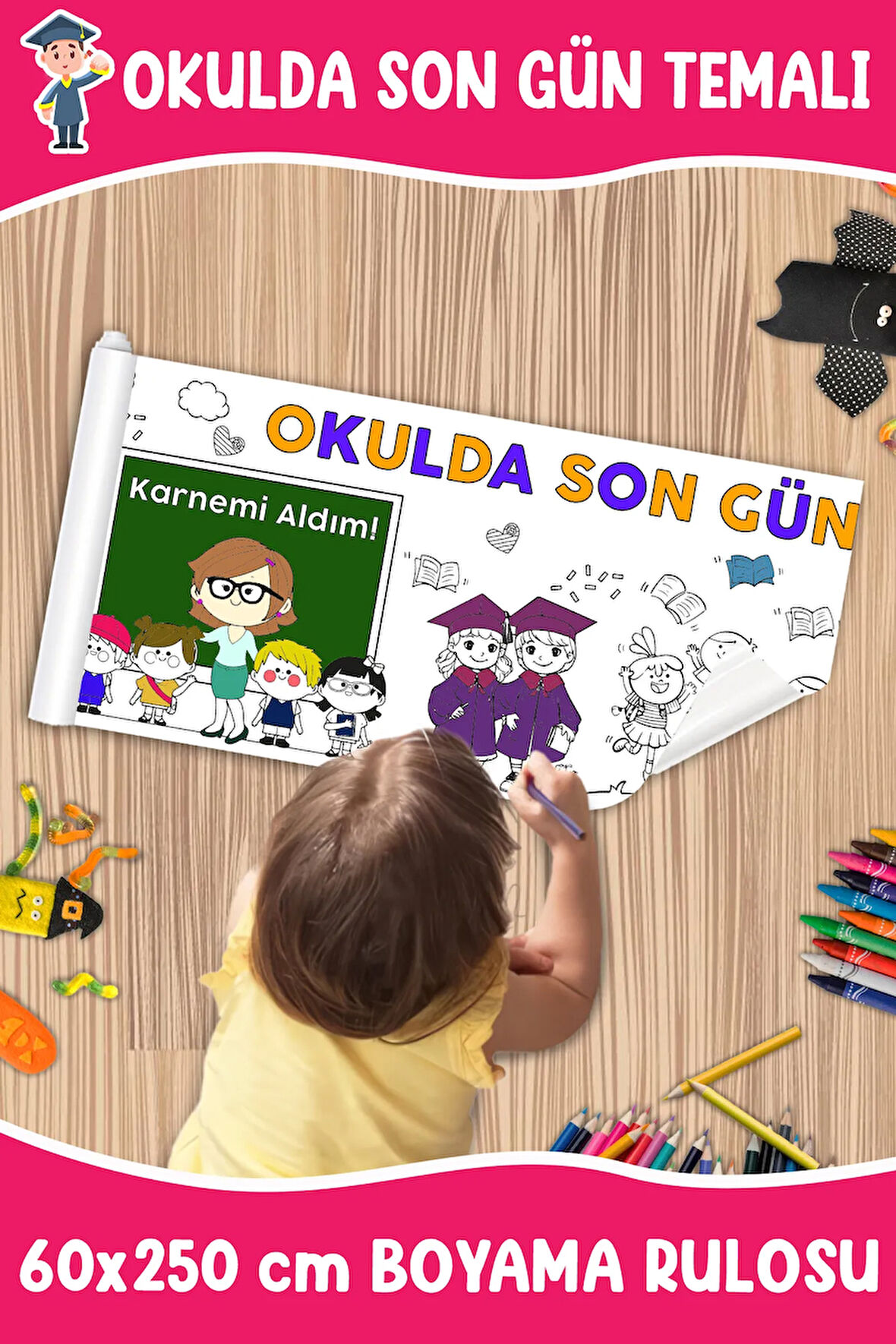 Okulda Son Günüm Temalı Dev Boyama Rulosu