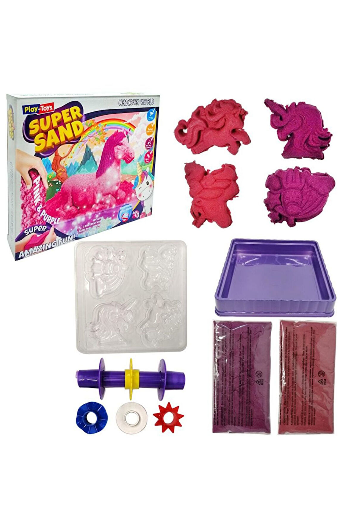 Kız Çocuk Oyuncak PlayToys Unicorn Dünyası Oyun Kumu Super Sand Erkek Çocuk Oyuncak Eğitici Oyuncakl