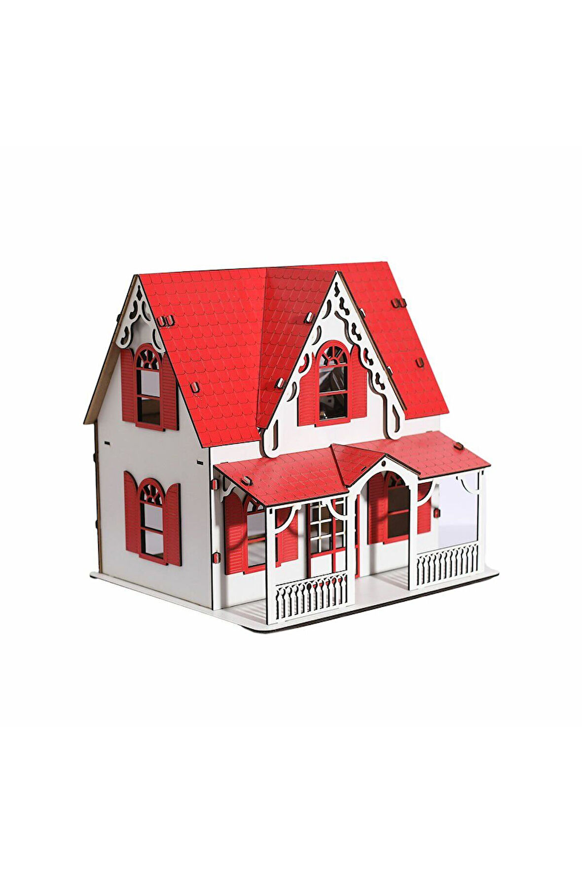 Kız Çocuk Oyuncak CCY00093 AHŞAP KIRMIZI VİLLA EV Erkek Çocuk Oyuncak Eğitici Oyuncaklar