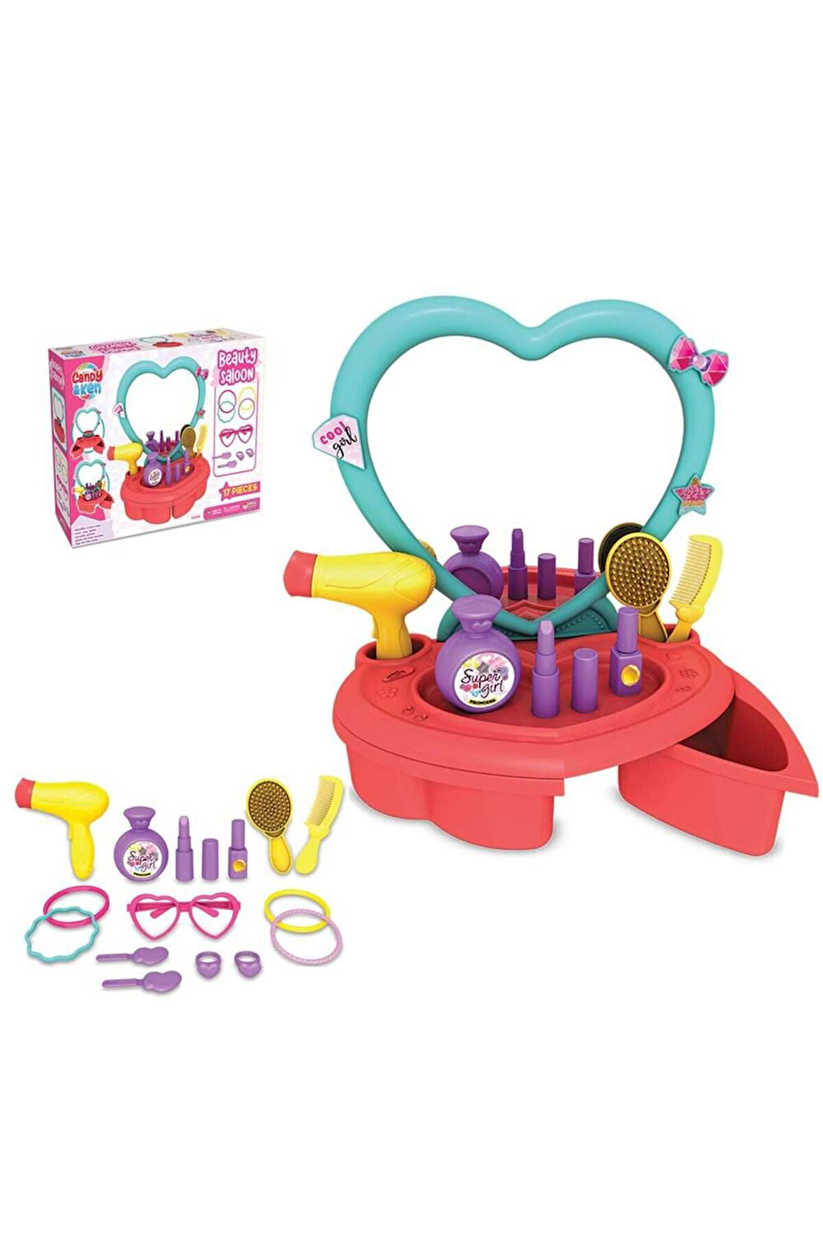 Kız Çocuk Oyuncak 16 Parça Candy & Ken Oyuncak Güzellik Salonu Erkek Çocuk Oyuncak Eğitici Oyuncakla