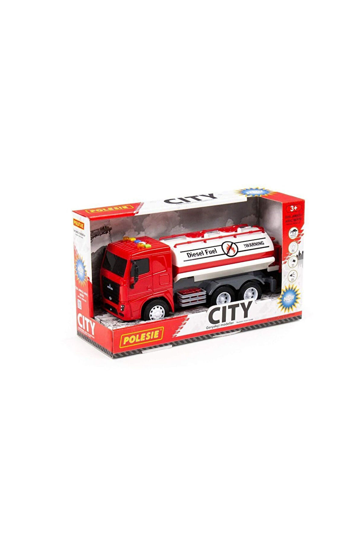 Kız Çocuk Oyuncak 96296 CİTY-2 Sürtmeli V2 Tanker Işıklı ve Sesli Kırmızı Kabin