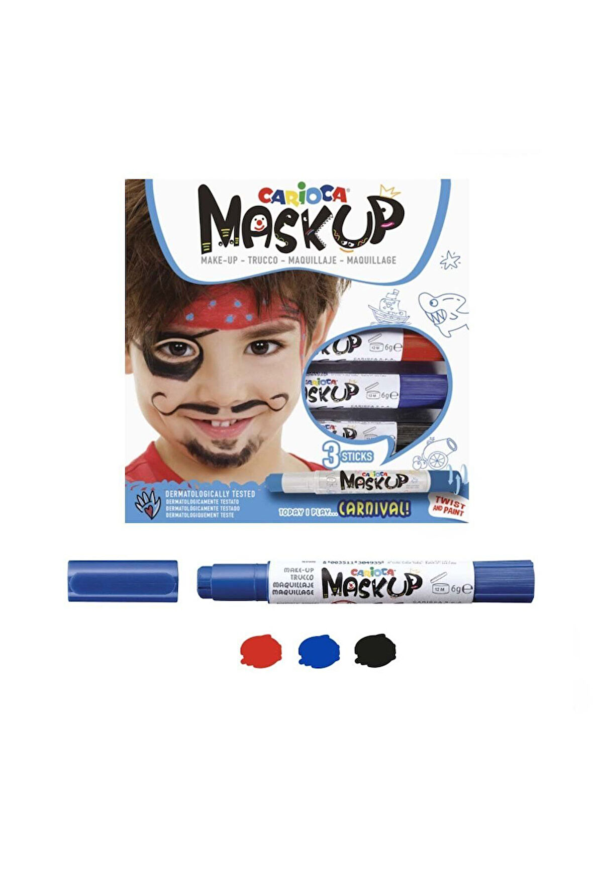 Kız Çocuk Oyuncak Carioca Mask Up Yüz Boyası 3 Renk Carnival Erkek Çocuk Oyuncak Eğitici Oyuncaklar