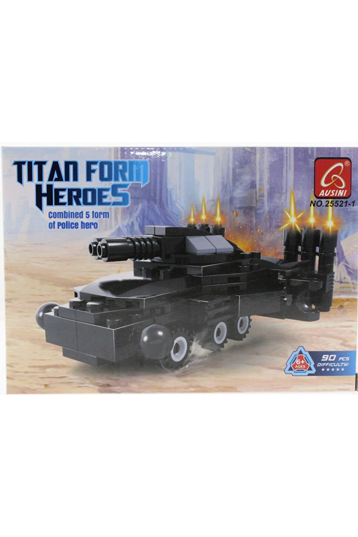 Kız Çocuk Oyuncak Ausini 90 Parça Titan Polis Lazer Panzer 25521-1 Erkek Çocuk Oyuncak Eğitici Oyunc