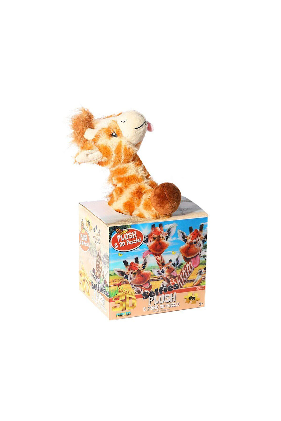 Kız Çocuk Oyuncak PRM 15802 Prime 3D Zürafa Peluş ve Selfie 48 Parça Puzzle Eğitici