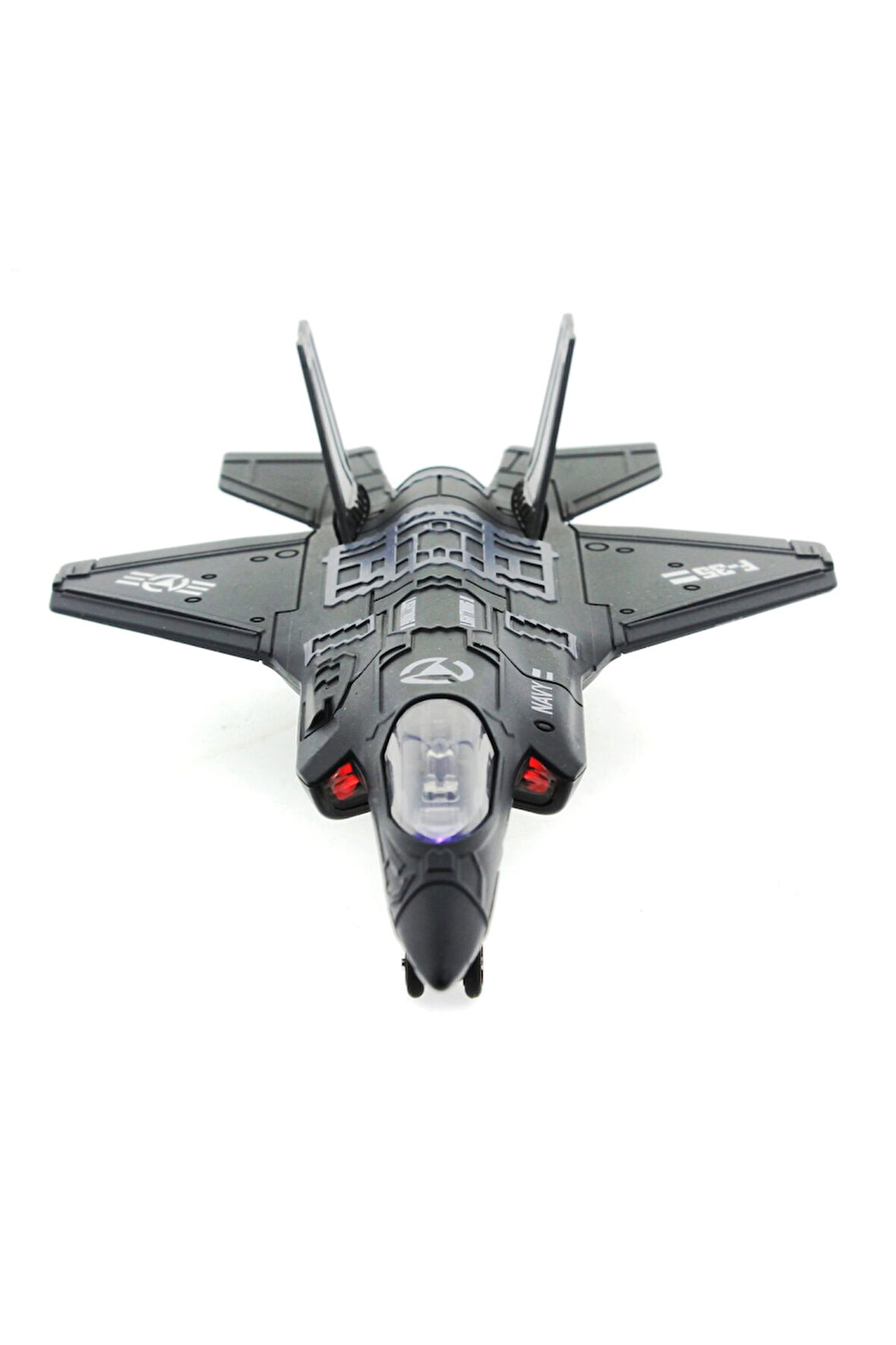 Kız Çocuk Oyuncak Çek Bırak Metal F-35 Benzeri Koyu Gri Savaş Uçağı Sesli Işıklı