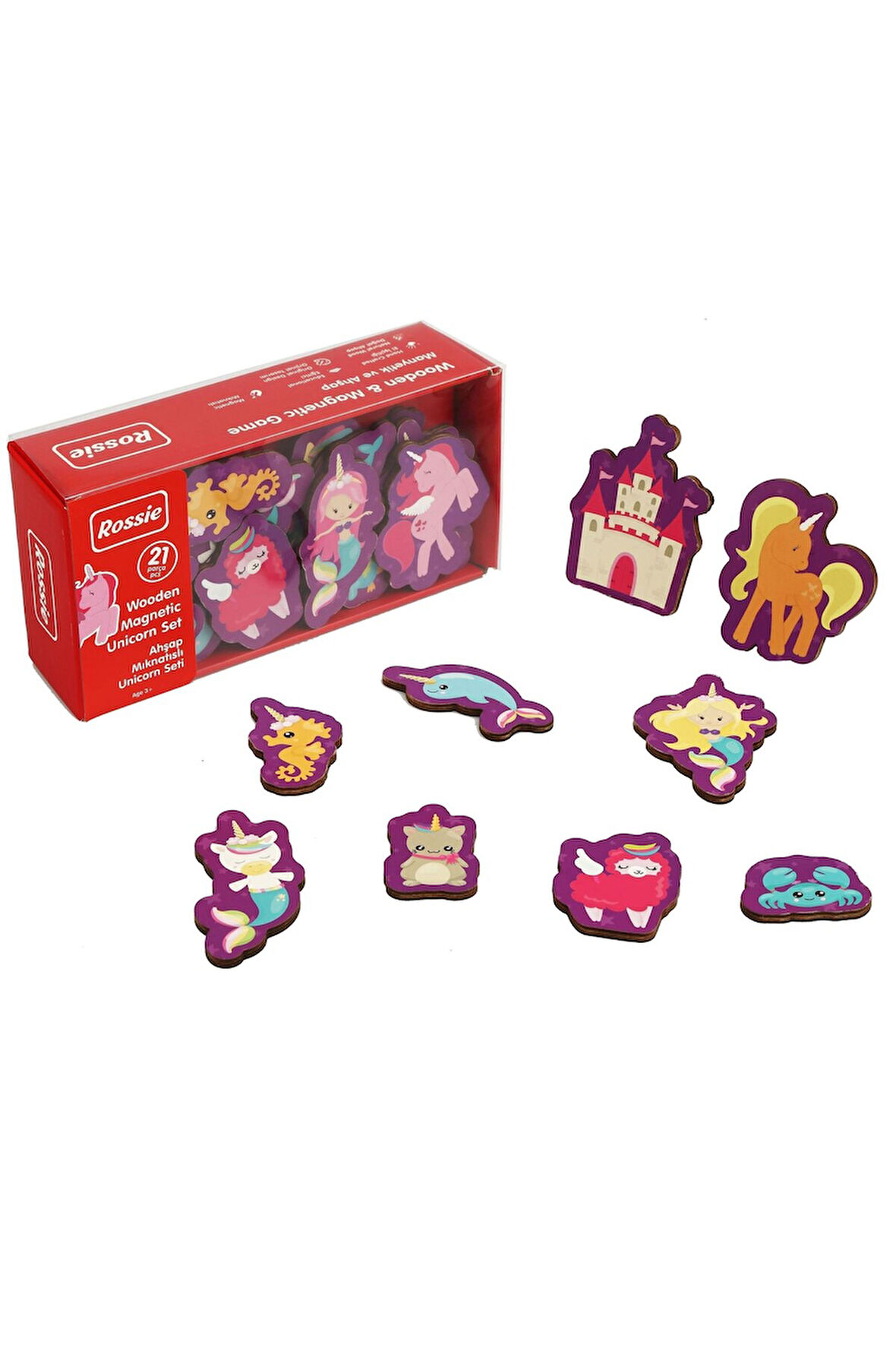 Kız Çocuk Oyuncak Rossie Mıknatıslı Ahşap Unicorn Figürler Erkek Çocuk Oyuncak Eğitici Oyuncaklar