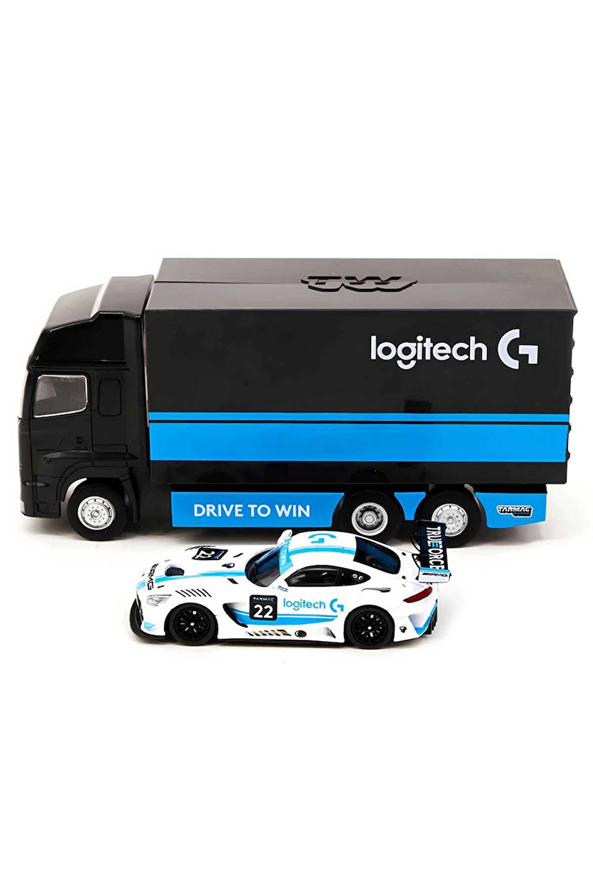 Kız Çocuk Oyuncak Tarmac Works 1:64 X Mercedes AMG GT3 G Race with Plastic Truck