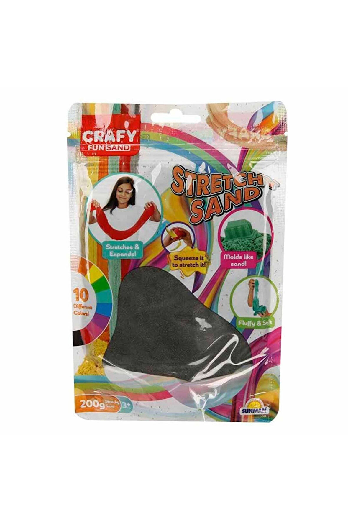 Kız Çocuk Oyuncak Streç Oyun Kumu Siyah 200 gr Erkek Çocuk Oyuncak Eğitici Oyuncaklar