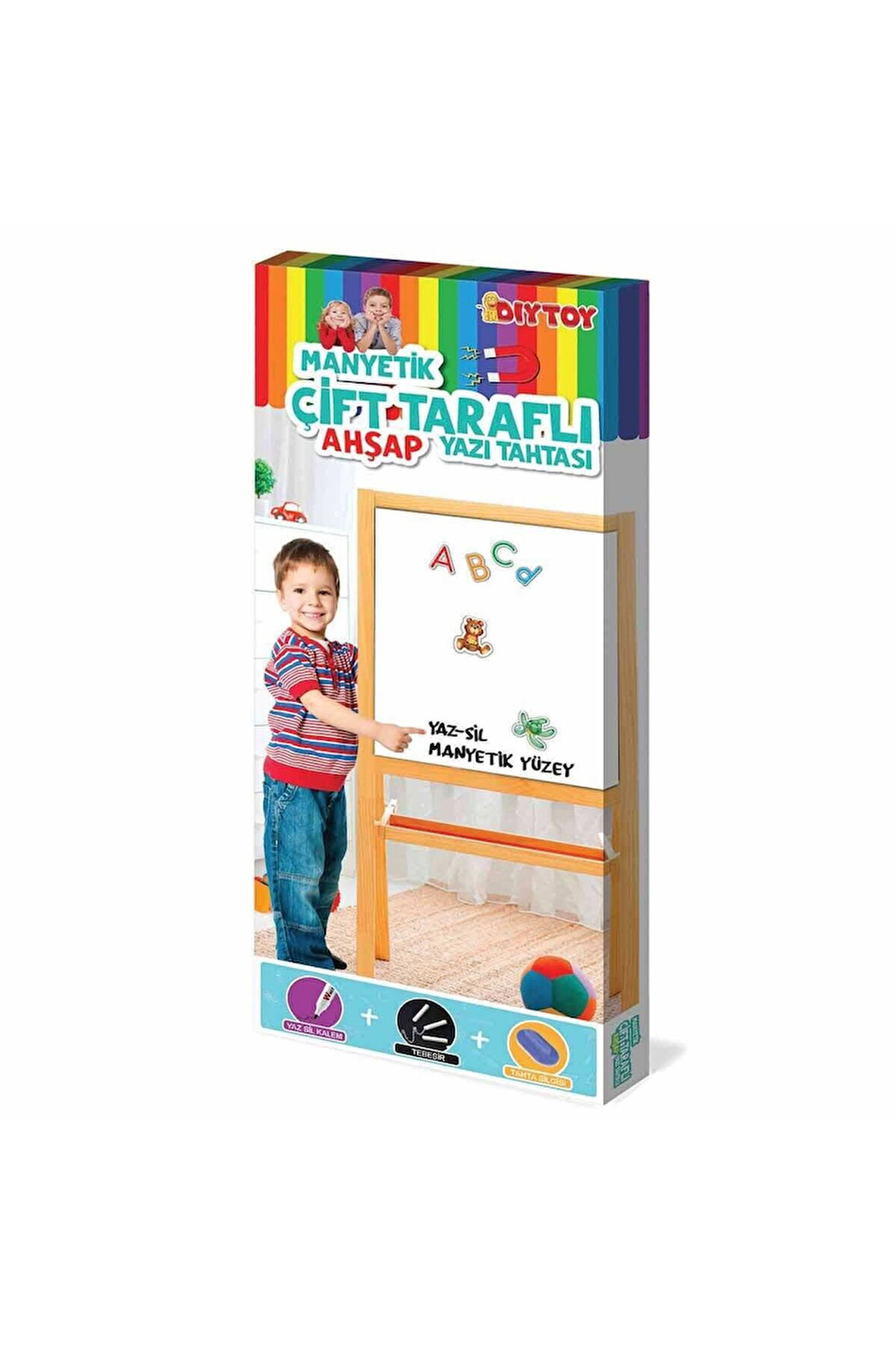 Kız Çocuk Oyuncak 2195 AYAKLI ÇİFT TARAFLI MANYETİK AHŞAP YAZI TAHTASI Erkek Çocuk Oyuncak Eğitici O