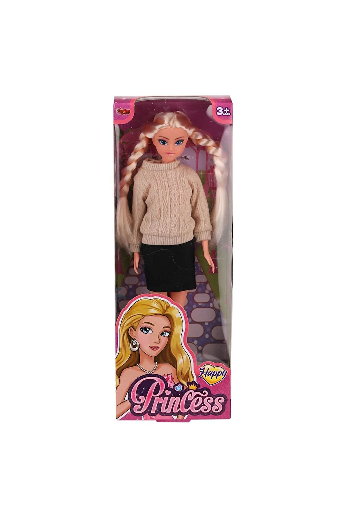 Kız Çocuk Oyuncak WG-115527 Kazaklı Örgü Saçlı Bebek 29cm -Vardem Oyuncak Eğiticiic