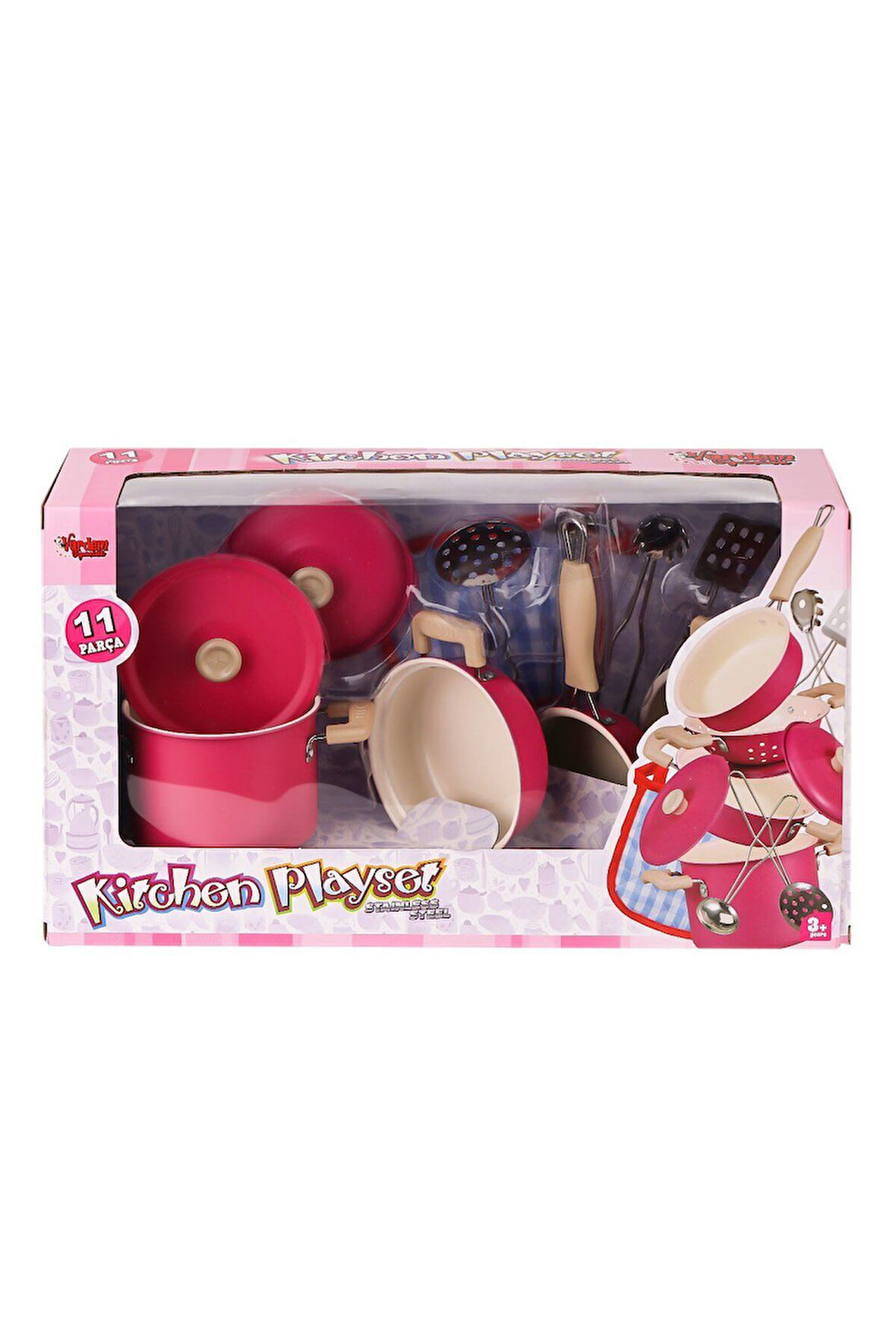 Kız Çocuk Oyuncak 3815-6A Emaye Tencere 11 Parça Pembe -Vardem Oyuncak Erkek Çocuk Oyuncak Eğitici O