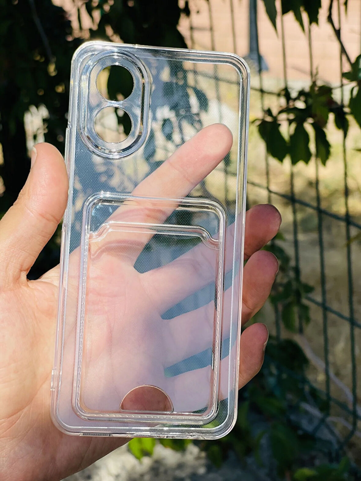 Oppo A38 Kılıf Şeffaf Kartlıklı Silikon Azn-SetraKart