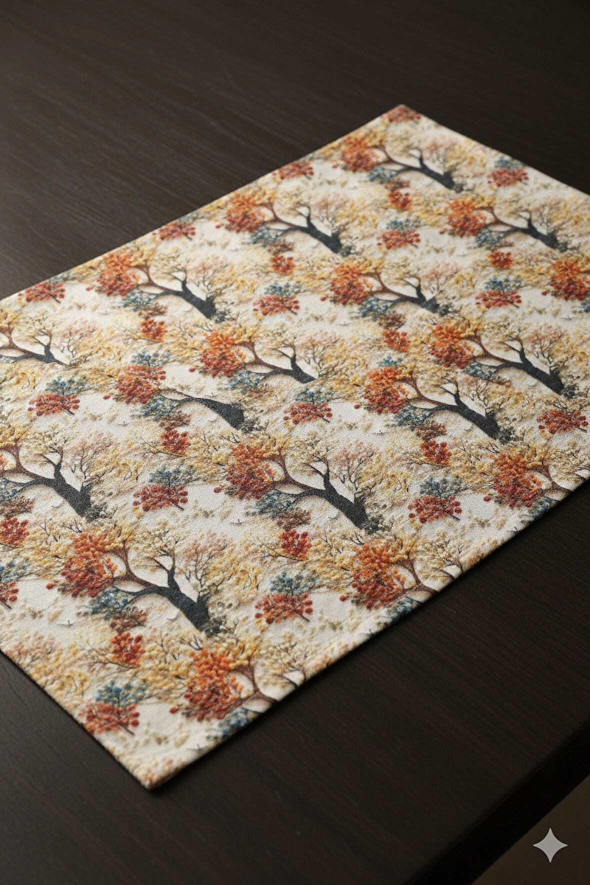 Sonbahar Ağaçları Desenli Dijital Baskılı 6'lı Amerikan Servisi 30 cm x 45 cm