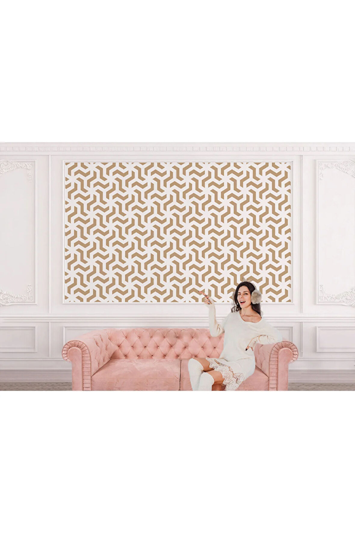 Pastel Renkli Geometrik Desenli Duvar Kağıdı-5778