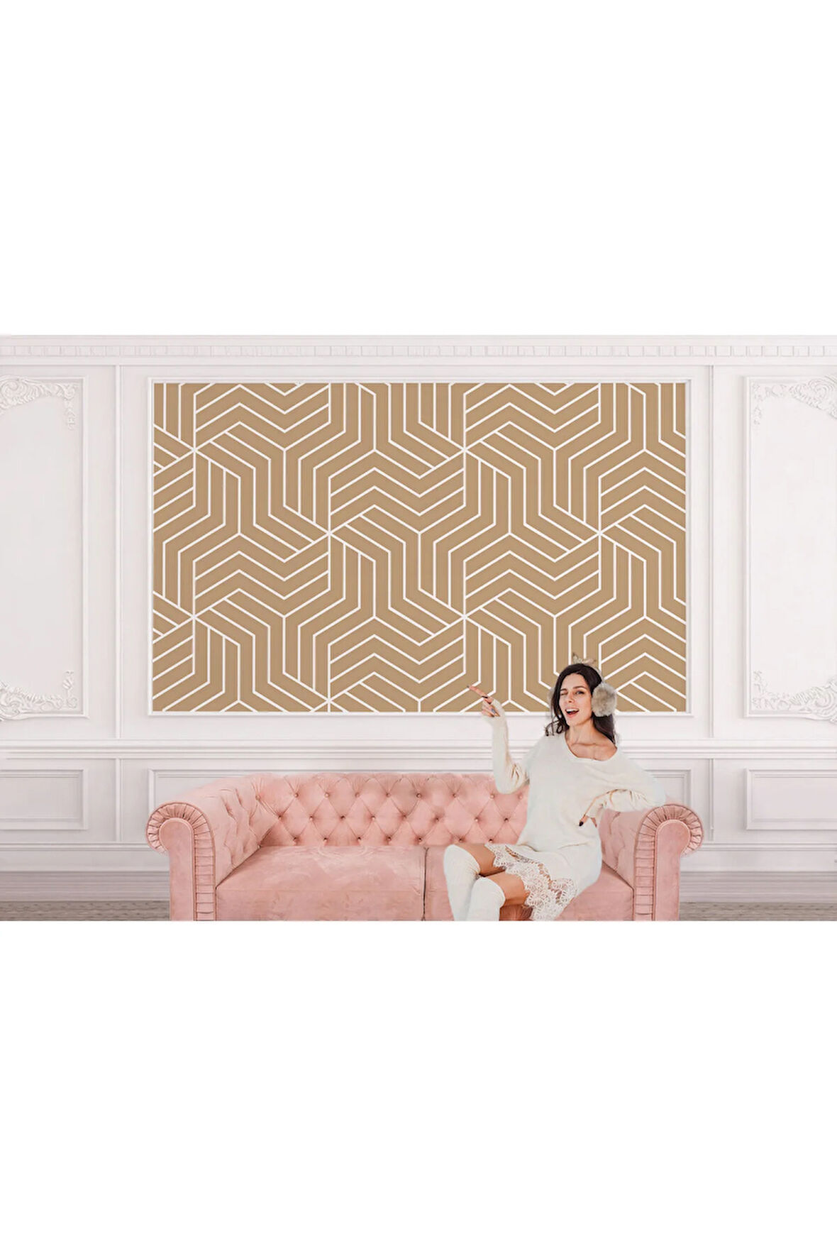 Pastel Renkli Geometrik Desenli Duvar Kağıdı-5779