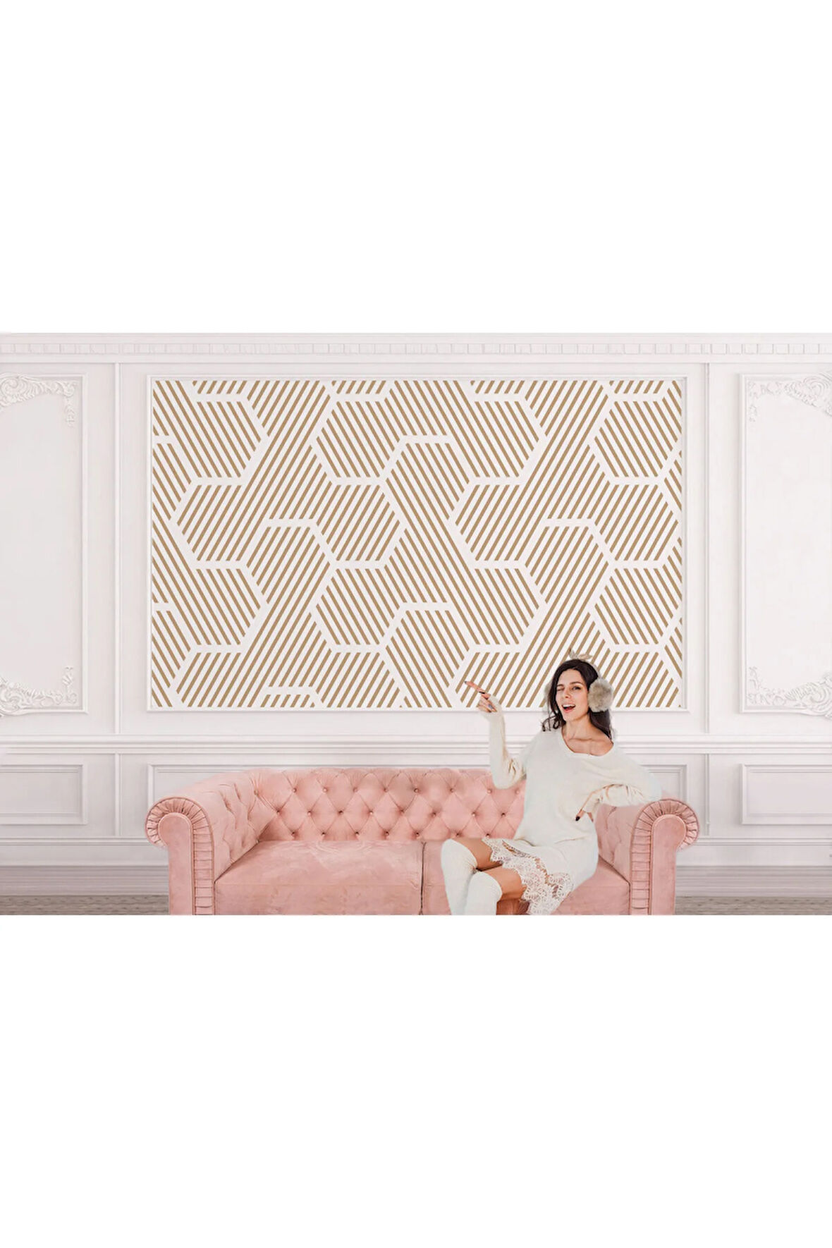 Pastel Renkli Geometrik Desenli Duvar Kağıdı-5790