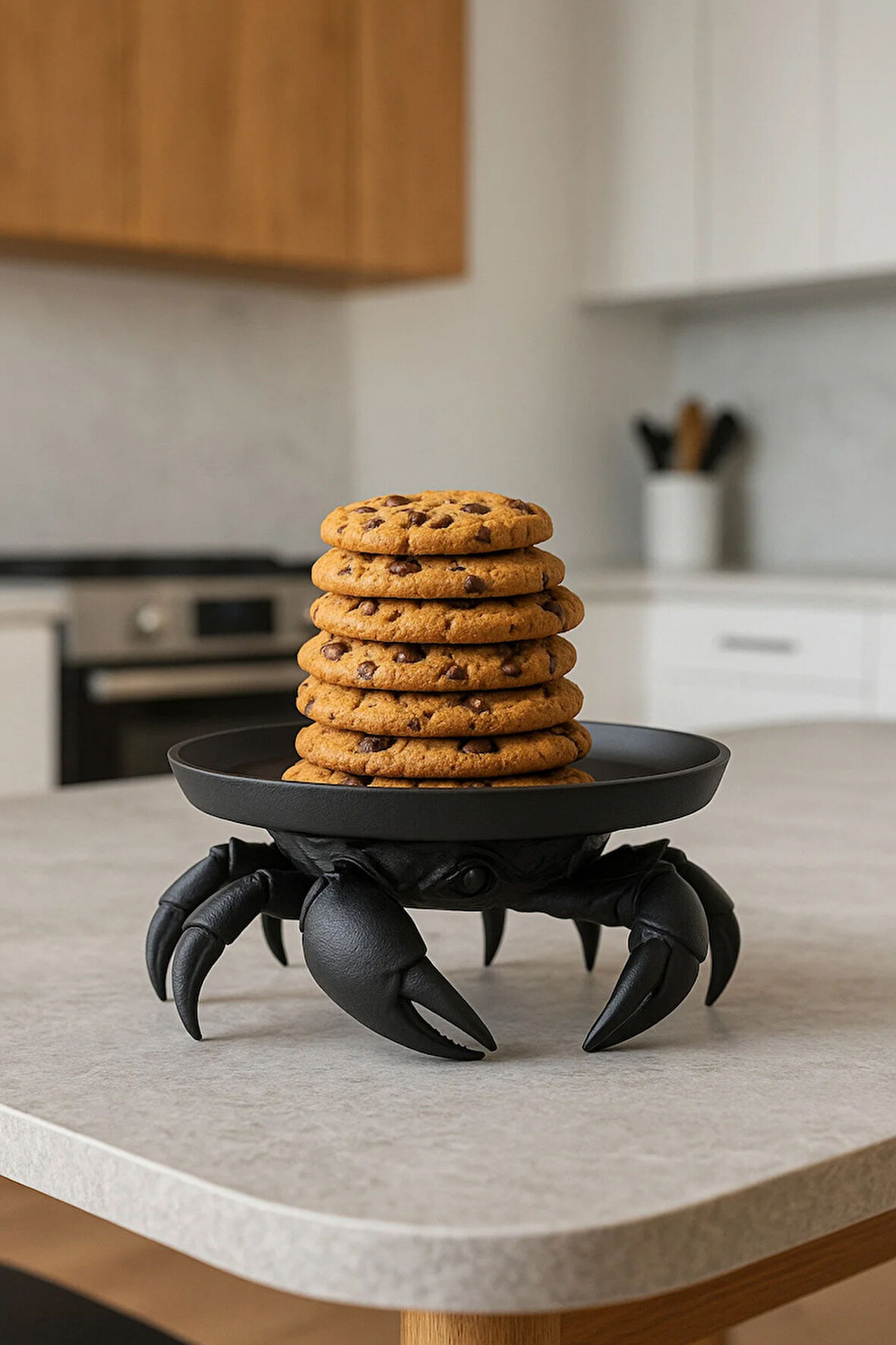 Dekoratif Yengeç Figürü Siyah Pratik Ev Gereçleri Sunum Tabak 16 X 16 Cm