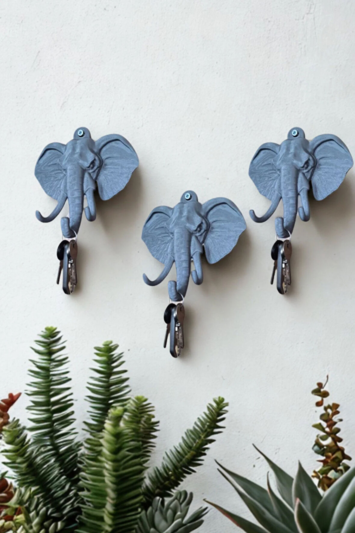 Dekoratif Bereket Fil Askılık Çok Amaçlı 3'lü Takım