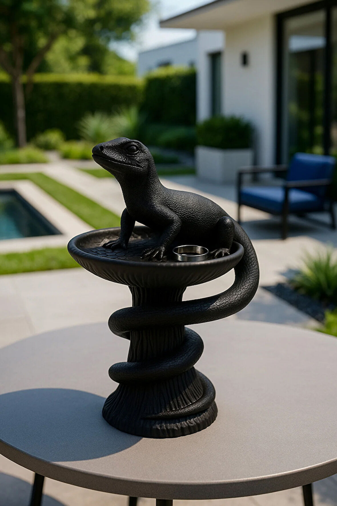 Dekoratif Tasarım Biblo Kertenkele Siyah Özel Hediye 15 X 10 Cm