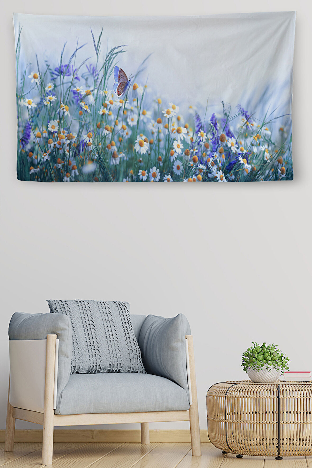 Duvar Örtüsü Papatyalar Kaliteli Kanvas Duvar Halısı Dekoratif Duvar Örtüsü Ev ve Oda Dekorasyon 4030