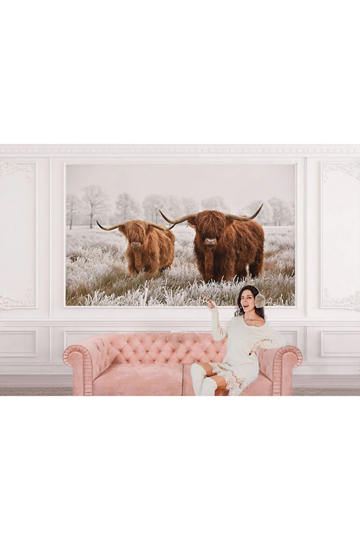 Oxyteez   İskoçya Sığırları Dekoratif Duvar Kağıdı-1150 1150
