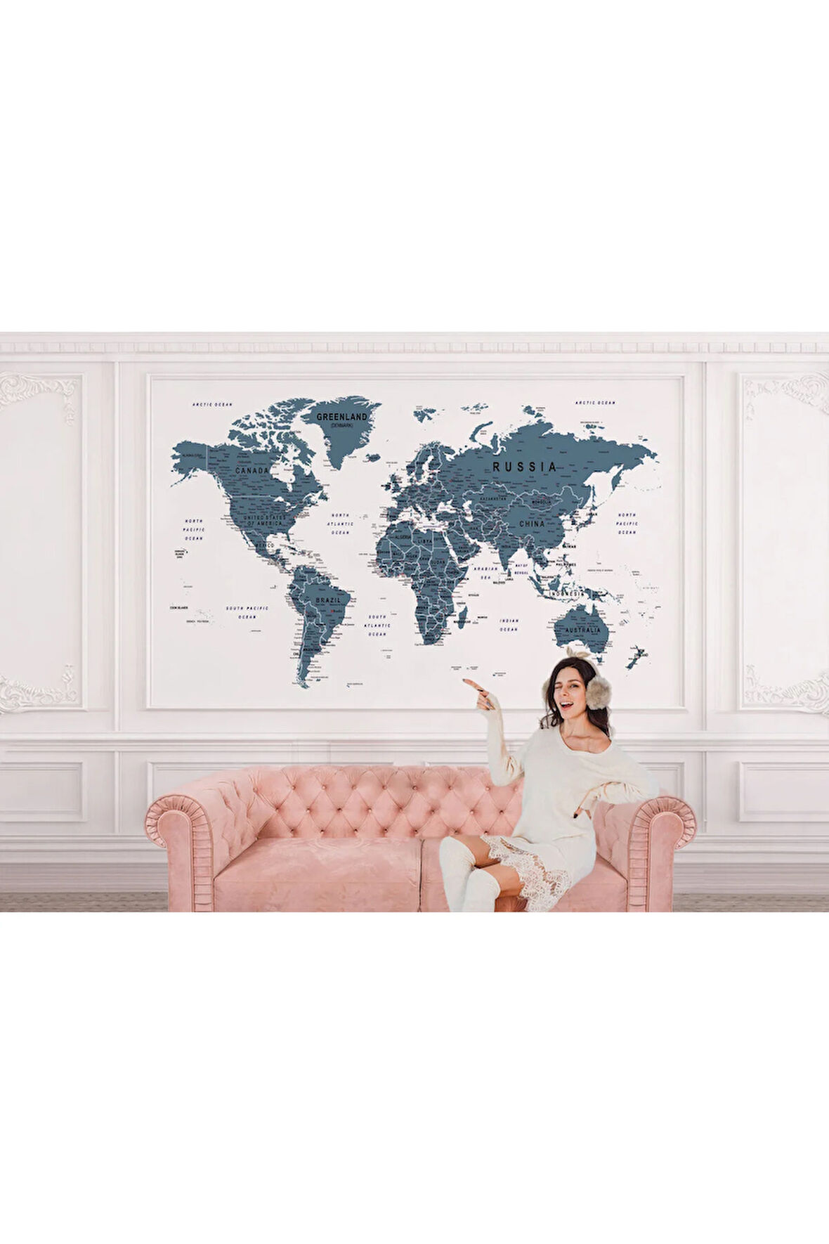 Oxyteez   Dünya Haritası Duvar Kağıdı Detaylı İngilizce Dünya Haritası Duvar Kağıdı-1579 1579