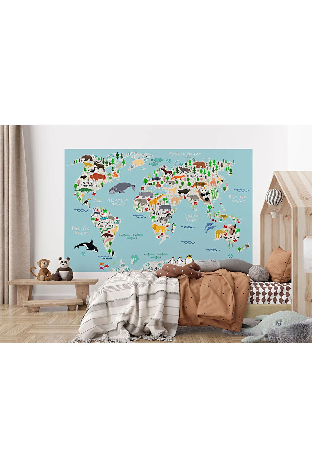 Oxyteez   Eğitici Dünya Haritası Dünya Atlası Çocuk Ve Bebek Odası Duvar Kağıdı-3771 3771