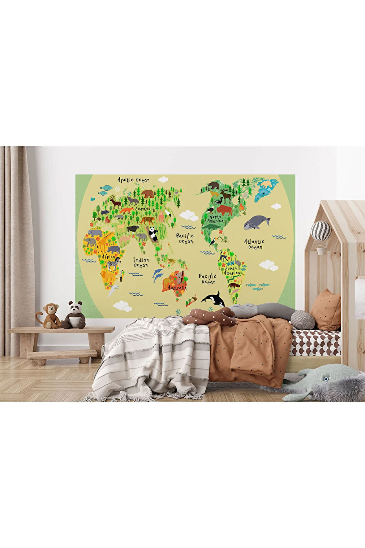 Oxyteez   Eğitici Dünya Haritası Dünya Atlası Çocuk Ve Bebek Odası Duvar Kağıdı-3773 3773