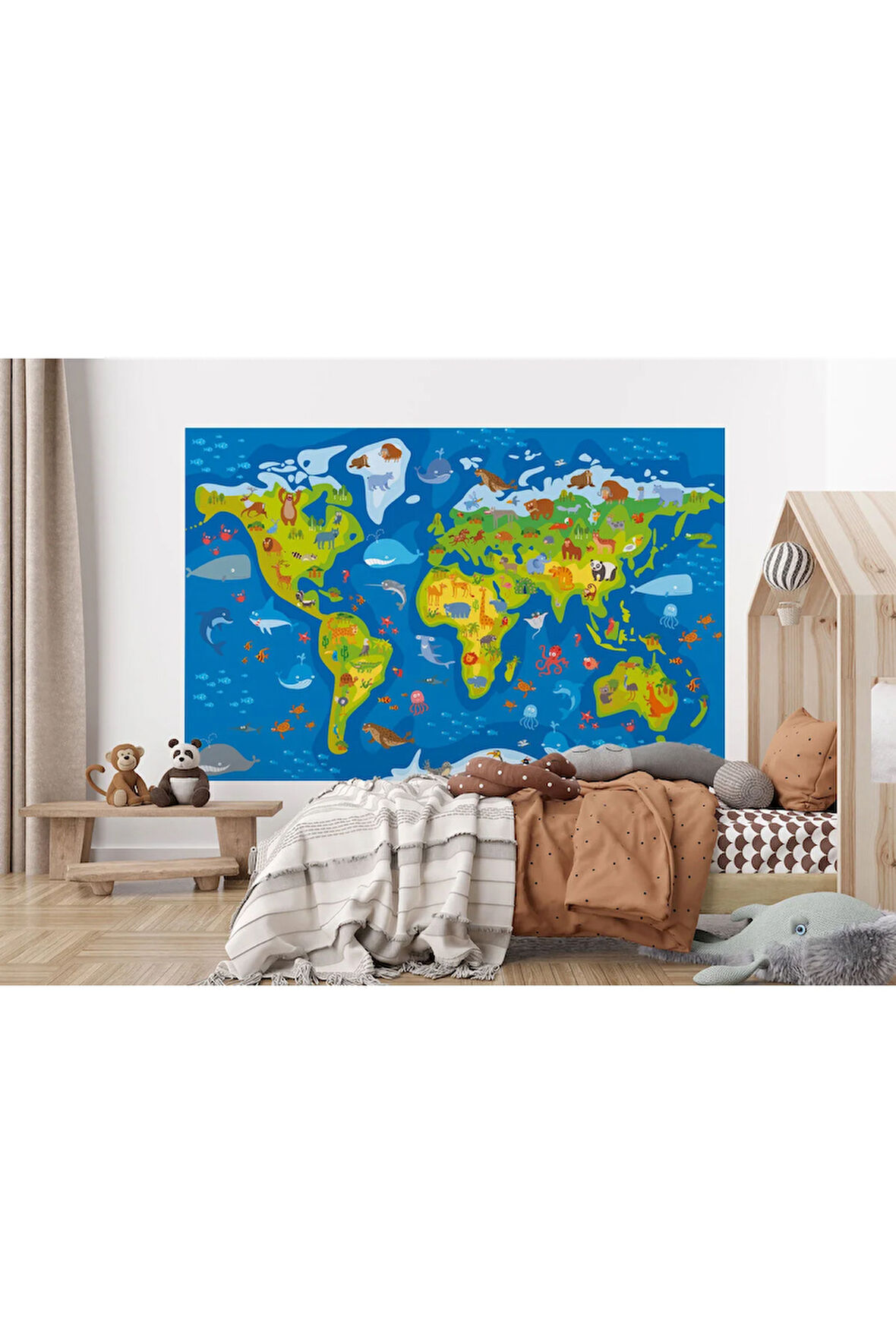 Oxyteez   Eğitici Dünya Haritası Dünya Atlası Çocuk Ve Bebek Odası Duvar Kağıdı-3774 3774