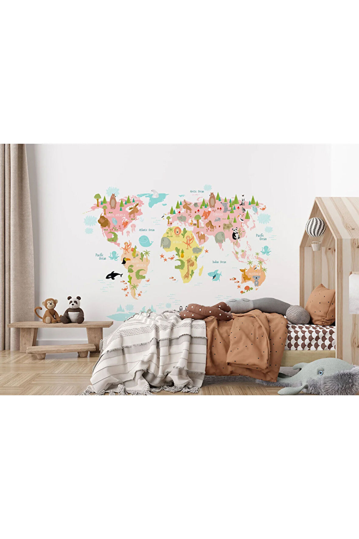 Oxyteez   Eğitici Dünya Haritası Dünya Atlası Çocuk Ve Bebek Kız Çocuğu Odası Duvar Kağıdı-3777 3777