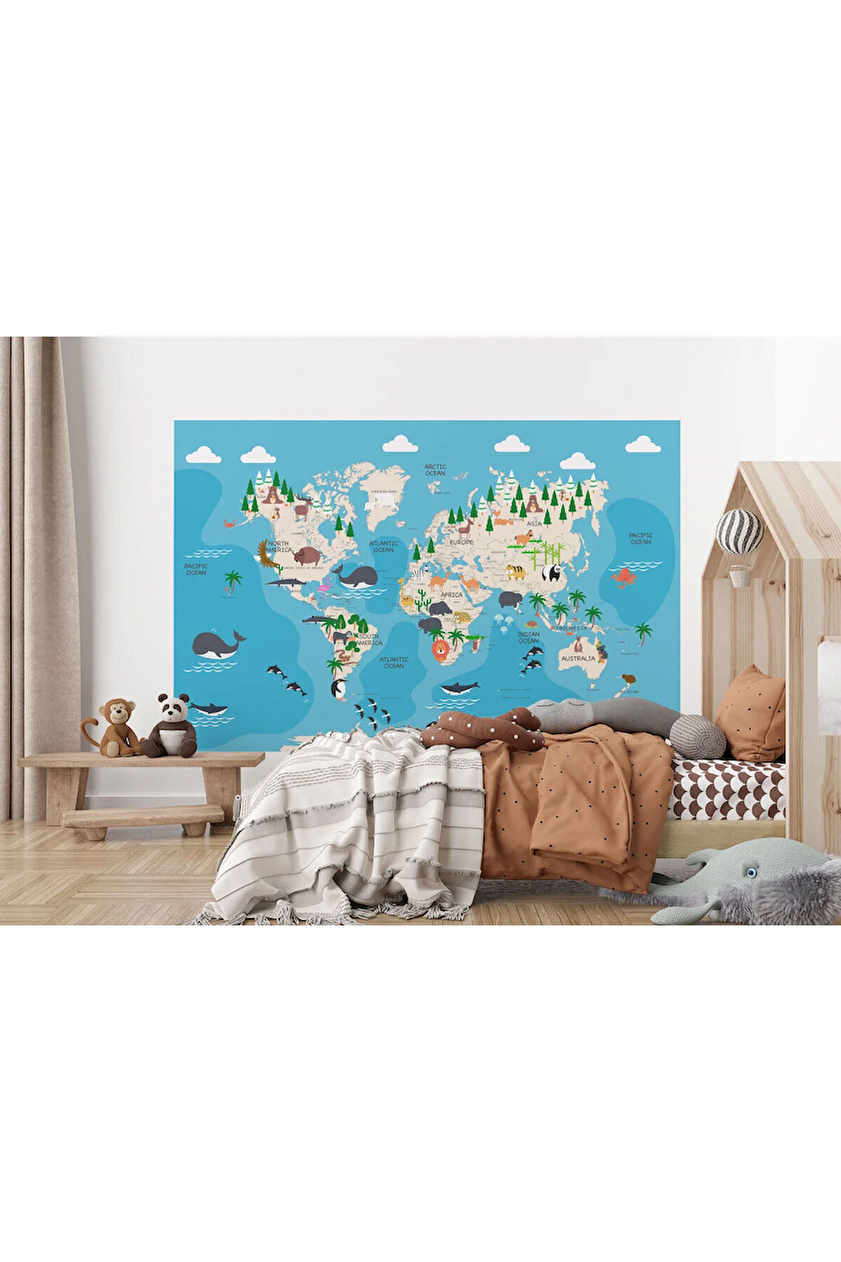 Oxyteez   Çocuk ve Bebek Odası Duvar Kağıdı Hayvanlar Alemi Eğitici ve Öğretici -3802 3802