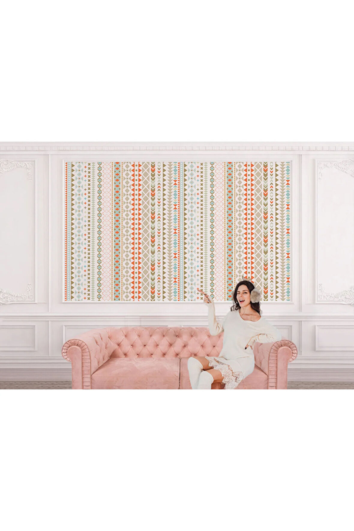 Oxyteez   Modern İskandinav Tasarımı Duvar Kağıdı Pastel Geometrik Şekilleri-5502 5502