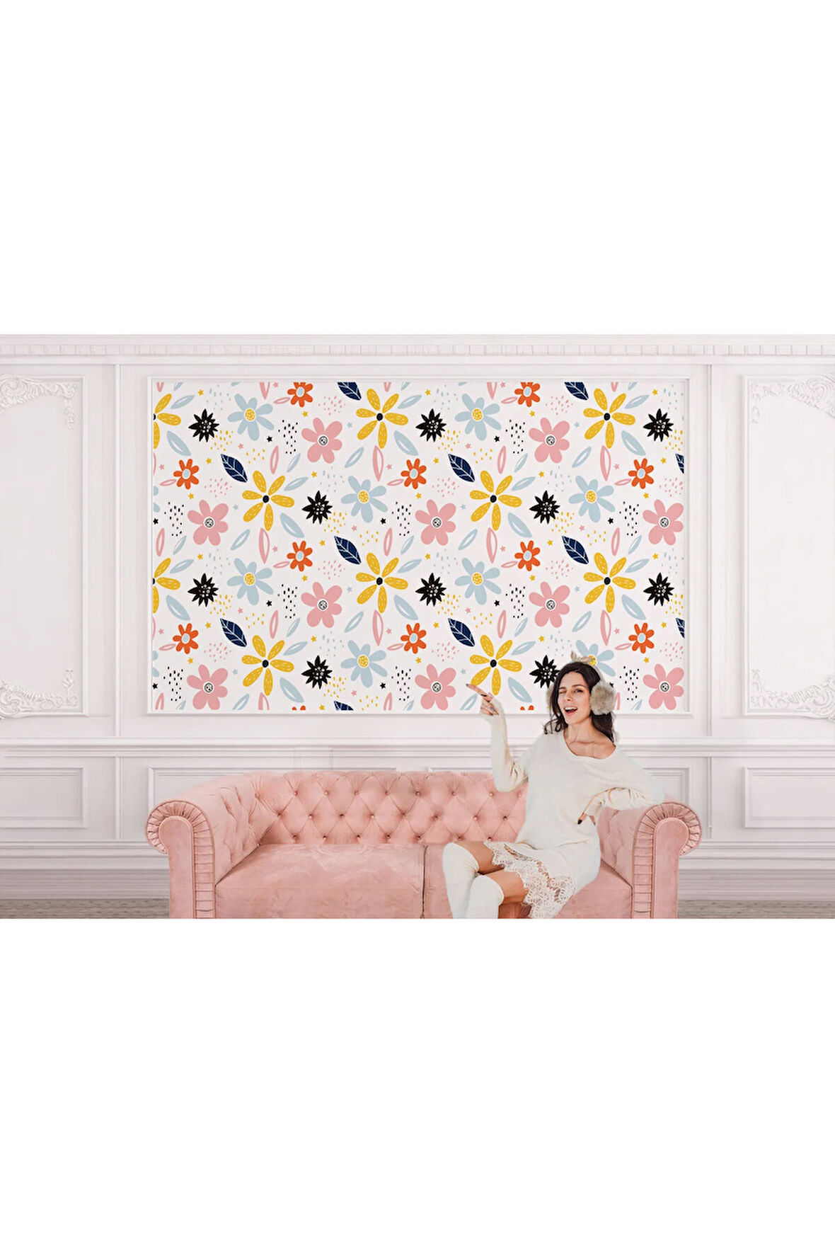 Oxyteez   Renkli Soyut Çiçek Tasarım Duvar Kağıdı-5520 5520