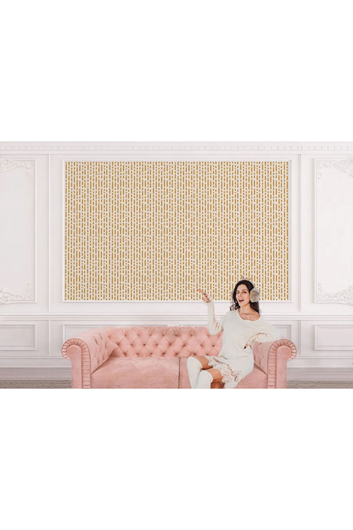 Oxyteez   Karamel Rengi Kesik Çizgili İskandinav Tarzı Modern Duvar Kağıdı-5548 5548